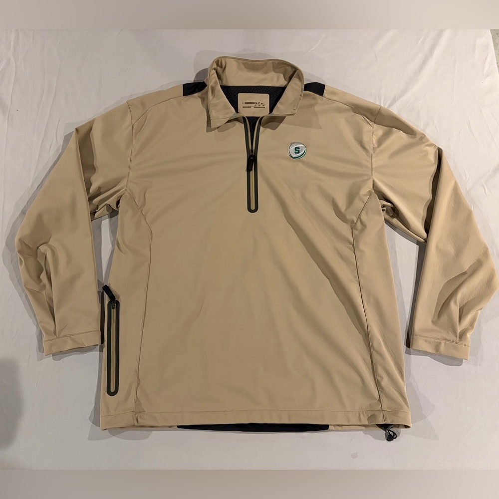 Nike Golf Men's Beige Performance Jacket Quarter-zip Pullover XL